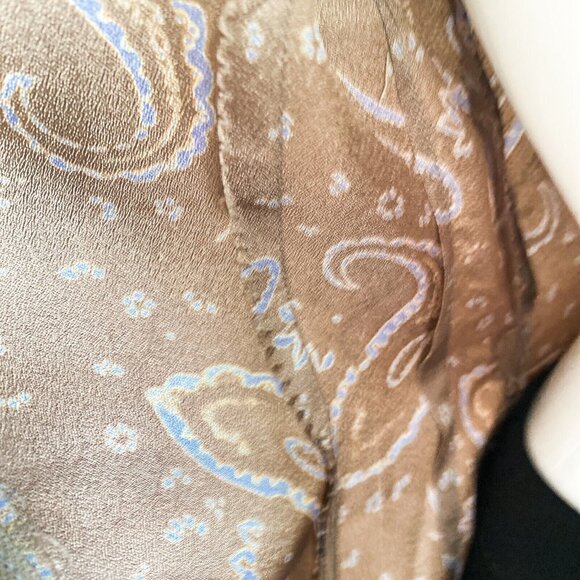 Vintage Paisley Print Beige Blue Earthtones Short Sleeve Fit and FLare Dress S - Picture 10 of 10